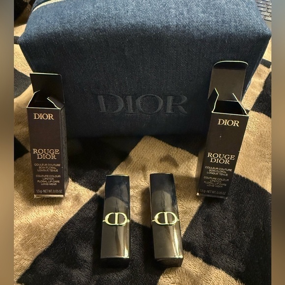 Dior Accessories - Dior Denim Accessor Bag + 2 Lipsticks